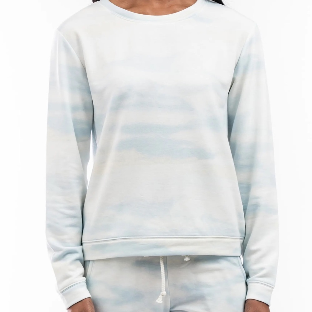 Rachel Parcell Lounge Set Fleece Joggers Crewneck Sweatshirt Blue Cloud - Picture 3 of 10